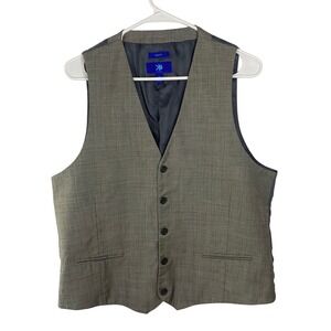 Egara Mens Gray 100% Wool Slim Fit Suit Vest Waistcoat XL